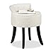 Produktbild Relaxdays Stuhl mit niedriger Lehne, gepolstert, Sitzhocker m. Stoff-Bezug, rund, Holzbeine, HxBxT 61,5x44,5x47cm, Creme