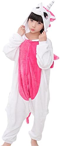 Triseaman Kids Sleepsuit Unicorn Pajamas Halloween Cosplay Costume Onesie 10 colors available Rose Unicorn XL