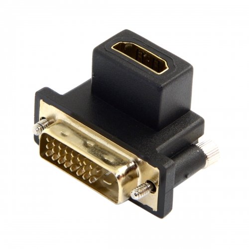chenyang 90 Grad nach unten abgewinkelt DVI Stecker auf HDMI Buchse Drehbarer Adapter für Computer & HDTV & Grafikkarte