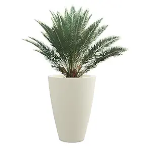 YUCCABE ITALIA VNR Polyester and Polyester Blend Round Planter (White, 18x12 Inches)