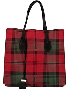 Coccinelle Schultertasche Celene Suede Print Tartan 1101 Coquelicot