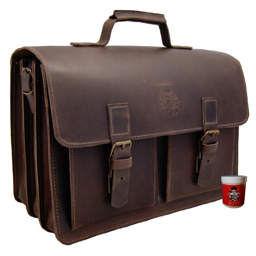 FREIHERR von MALTZAHN Aktentasche DA VINCI 2 aus BIO-Leder, Handmade in Germany, inkl. Lederpflege