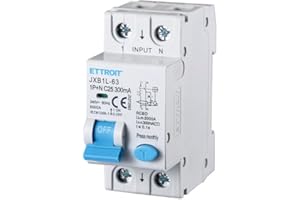 BIGCAGO ETTROIT INTERRUTTORI MAGNETOTERMICI DIFFERENZIALI SALVAVITA PER BARRA DIN 2 MODULI 1P+N 240V 300mA 6KA (25A)