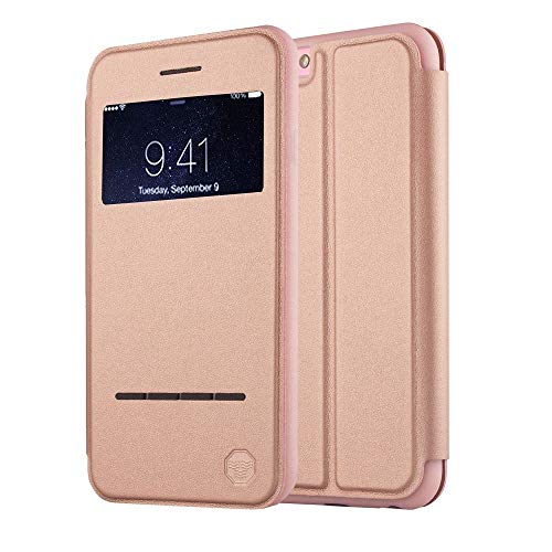Funda inteligente con ventana y barra de botones Nouske para iPhone 6 y 6S de 4 7 pulgadas de Apple Oro rosa