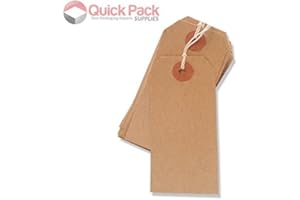 QUICK PACK SUPPLIES LTD 1000 Pack - 82 x 41mm Brown Buff Strung Tags 977297
