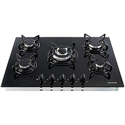 Arebos Table de Cuisson Gaz 5x Brûleurs/Vitrocéramique