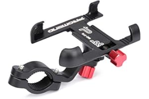 MotuTech Promend - Soporte de Metal para Bicicleta, Moto, Manillar para teléfono 360° Giratorio (en Manillar 25-31,8 mm, Negro)