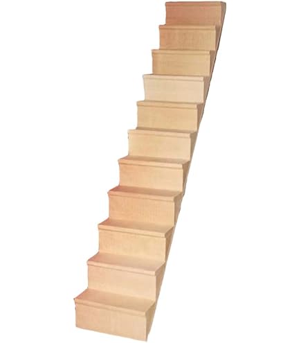 POFET Holz-Treppe 1:12 Für Puppenhaus – 11 Stufen, Unbehandelt Zum DIY Gestalten