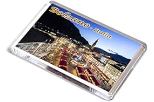 AWS Magnete Bolzano calamita in PVC Rigido Trentino Alto Adige Italia Fridge Magnet da frigo in plastica Dura con Immagine Fotografica Panorama Bozen Sud Tirol Mercatini Natale