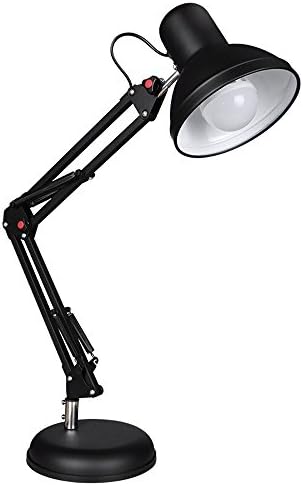 XCH Dazzling DL- Modern Simple Desk Lamp E27 Light Source High Brightness Adjustable Lamp Arm European Retractable Collapsible Learning Office Metal LED Table Lamp Height 20.46 Inches