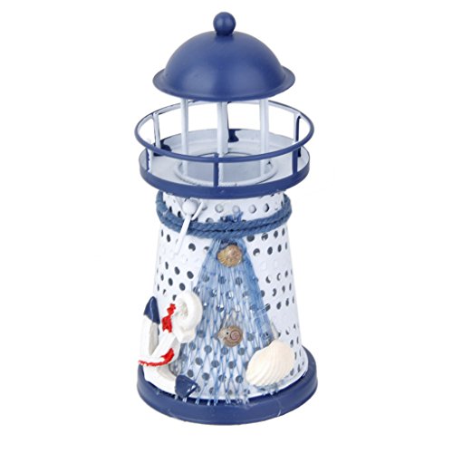 Gazechimp Vintage 13.5cm Metall Leuchtturm mit LED Leuchte Tisch Haus Dekoration - 4