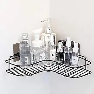 PORCHEX Self-Adhesive (Pack of 1) Wall Mounted Plastic Bathroom Corner Rack Storage Shelves Soap Box Stand