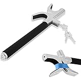 Coche Dispositivos de Cierre, Antirrobo Cerradura del volante, Universal Anti-Theft Clamp Seguridad para vehículos pesados Rotary ajustable de bloqueo Martillo de emergencia de autodefensa con 3 teclas