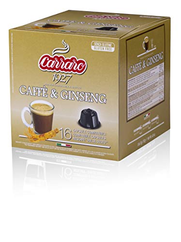 Caffè Carraro, selezione Ginseng Carraro, Compatibili Dolce Gusto, 6 Astucci da 16 Capsule: 96 Capsule