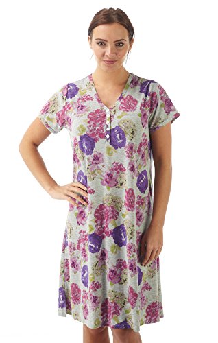 Ladies Maternity/Nursing Nightie/Nightdress Grey/pink/Purple Size 10/12, 14/16, 18/20 (18/20 - 56")