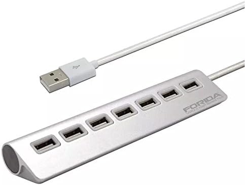 Forida 7-Port Aluminum Portable USB Expansion Hub - Silver - 7 port USB hub High Speed Splitter Switch
