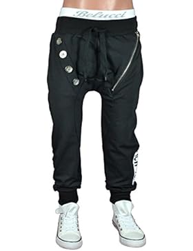 DE-29 Schwarz Jogginghose Baggy Harem Sport Hose Junge Slim-Fit Kinder Gr. 122-164