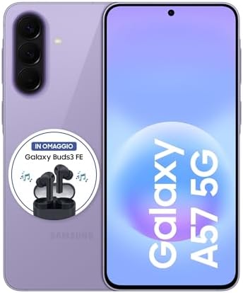 Samsung Galaxy A57 5G, 128GB, 3 anni di Garanzia, Smartphone sottile, Cerchia e Cerca, Gomma Oggetto, Volto Migliore, Tripla Camera, IP68, 5.000 mAh, Awesome Lilac [Versione Italiana]