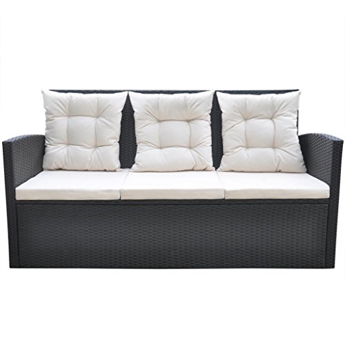 vidaXL 18tlg. Garten Set Poly Rattan Essgruppe Sitzgruppe Lounge Gartengarnitur Schwarz - 7