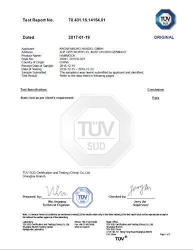 Kronenburg Hängematte Mehrpersonen 210 x 150 cm, Belastbarkeit bis 300 kg TÜV SÜD geprüft, Blau - 5
