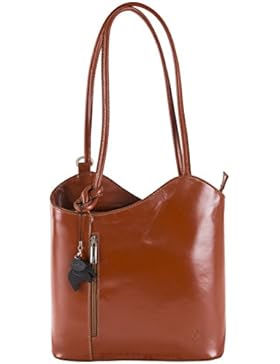 Damen Leder Hand Made Schulter oder Rucksack Handtasche–Made in Italy echt Leder glatte Finish