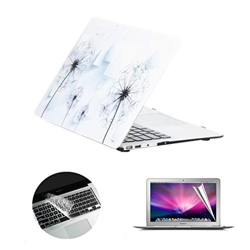Se7enline Sanfte Schutzschale, Kunststoff, mit schwarzem Tastaturschutz aus Silikon und transparenter Displayschutzfolie, Design: schwarze Kreise, für Macbook Löwenzahn Macbook Pro 13'' Retina (Model A1502/A1425)