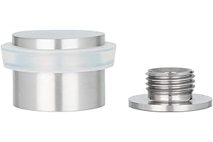 EVI Herrajes | Butée De Porte | 28 x 20 mm | Base filetée | Caoutchouc Blanc | Acier Inoxydabl | Finition Mate | Outils, Vis + Cheville De Fixation Compris | Mod. I-199/24-BCBAM, 04019924BCBAM