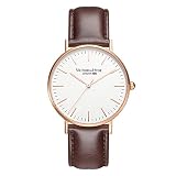 VICTORIA HYDE Marken Herrenuhren Großes Analog Quarz Ersatzarmband Uhren aus Lederband Braun Blau Schwarz für Männer (Weiss-Roségold)