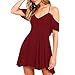 Produktbild Vovotrade Solideer Cocktail weg von der Schulter-Frauen Sommer beiläufigen kurzen Hülsen Strand Kurzschluss Minikleid (Size:XL, Rot)