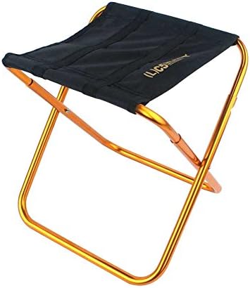 Portable Folding Stools, Outdoor Folding Chair with Tuba for Beach, Traveling, Hunting, Golfing, Mountaineering, Fishing & Camping - Golden