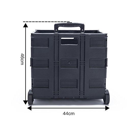 DXP Transport Trolley klappbar bis 35kg Einkaufstrolley Einkaufswagen Klappbox Transportwagen Shopping Trolley Faltbox Aluminium Kunststoff Schwarz WS-01 - 5