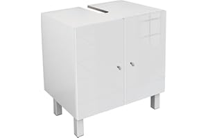 BERLIOZ CREATIONS Berlioz créations Mueble de baño para Debajo del Lavabo, Color Blanco Brillante, 60 x 42 x 65 cm