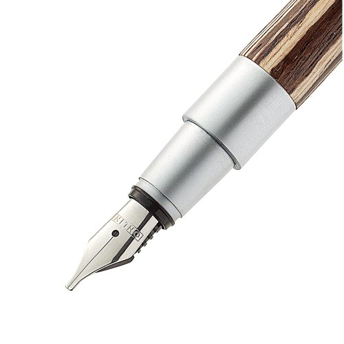 Online 37712 Kalligrafie-Füllhalter Newood, 1.4 mm, Griffstücke 0.8 und 1.8 mm, Tintenglas mit brauner Tinte und Konverter, Bamboo Box, holz - 3