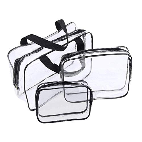 Preisvergleich Produktbild 3er Set Transparente Kulturbeutel Wasserdicht Kosmetiktasche Transparent Kulturtasche für Reisekosmetik im Koffer und Handtasche Handtasche