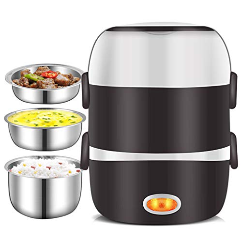 QAIYXM Mini Cuiseur À Riz Électrique en Acier Inoxydable 2/3 Couches Cuiseur À Vapeur Portable Repas Thermique Chauffage Lunch Box Réchauffeur Récipient De Nourriture