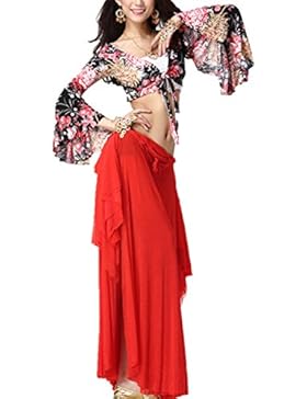 Danza del ventre Costume Set Farfalla manica Top+Split Gonna