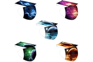 IBAOBAO 50 Stück Kinder Mundschutz Einweg 3D Druck Mund und Nasenschutz Halstuch Maske Bunt Mundschutzmaske Weltraum Sterne Motiv 3-lagig Einmal MNS Tücher Bandana Schals Jungen Mädchen