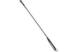 Snowbee Horse and Pony Riding Whip, Black/White - High-Quality Equestrian Riding Crop With Luxury Double Colour Leather Wrapping Handle & Black Hand Loop & H Style Leather Keeper - Size 65cm