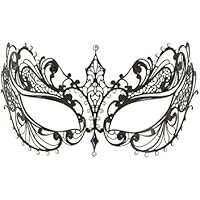 La Fucina dei Miracoli, Maschera in metallo nero con strass Swarovski&reg; originali, "Berenice"