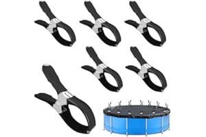 KERTAYM 6er Pack Klammern Groß für Poolabdeckung & Strandliegen, Klemmzwingen Groß aus Edelstahl mit starker Feder, Befestigungsklammern für Outdoor & Camping (Schwarz)