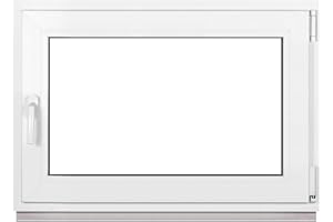 Framex Finestra in plastica bianca larghezza x altezza 120 x 80 cm (1200 x 800 mm) 2 x (32 mm) girevole DIN destra – Premium – tutte le dimensioni