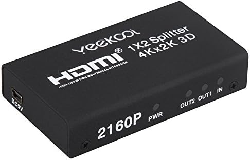 Yeekool 2160P 1x2 HDMI Splitter Switch Switcher Support 4Kx2K 3D for Laptop PS3/4 Set box Blue-ray DVD Xbox HDTV Fire TV Roku Chromecast(HDMI Splitter 1x2)