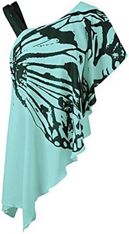 Women T-shirt , Summer Crop Top , Sexy Short Sleeve - Butterfly Print Fashion - Skew Strappy Off Shoulder Tee Shirt - For Women - PRIAMS 7