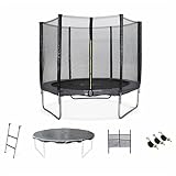 Alice's Garden Pack Trampoline Ø250cm - Pluton XXL avec filet de protection, échelle, bâche, filet chaussures, kit d'ancrage 2,5m 2m
