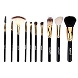 ACEVIVI Professional Makeup 10 Pcs Cosmetics Brush Set with Synthetic Leather Case Black