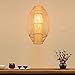 Produktbild HP Camp Handgewebte Pendelleuchte aus Bambus, Retro-Stil Laterne Pendelleuchte, warme gelbe Dekoration Bambus Rattan Lampe E27