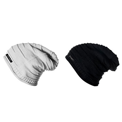 Noise Combo of Grey Wrinkled and Black Wrinkled Winter Beanie Cap