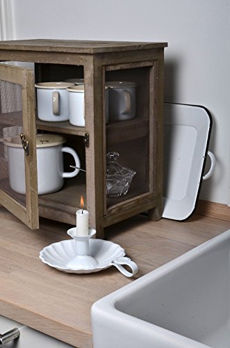 Ib Laursen – Kerzenständer, Kerzenleuchter – Nostalgisch – Emaille weiß gewellte Kante – shabby Chic Vintage - 3