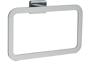 OXEN Kibath 407423 Porte-Serviettes Anneau Design SE. Fabriqué en acier inoxydable et finition en chrome brillant, formes carrées. Placement avec vis.