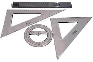 FCP Set Disegno Tecnico Architetto Riga 60cm + 2 Squadre + goniometro + porta album